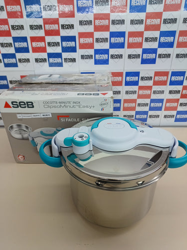 Seb ClipsoMinut Easy + Azul 9L Asas Rabatitables Cocotte-minute® Induction Libro de 100 recetas Olla a Cocina Inox Fabricado en Francia Fácil de usar, Fabricado en Francia